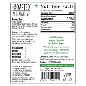 Roasted Jowar Puri Nutrition Facts